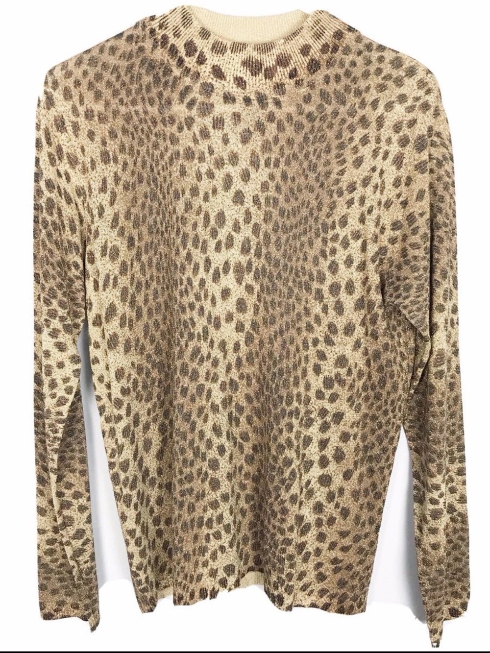 August Silk Silk Metallic Animal Print Sweater Size Large